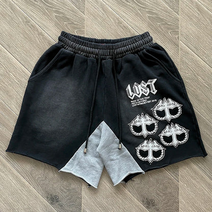 Fashion Rhinestone Mitt Shorts Hot Diamond Casual Short Sleeve