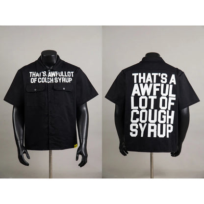 American Trend That'S a Awful Lot of Cough Syrup Short Sleeve Shirt Streetwear Distressed Flannel Pink Plaid Shirt Tops