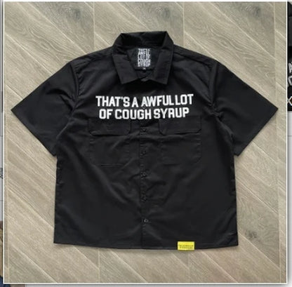 A Lot of Letter-Printed Casual Short-Sleeved Shirt