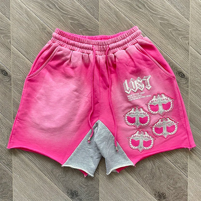 Fashion Rhinestone Mitt Shorts Hot Diamond Casual Short Sleeve