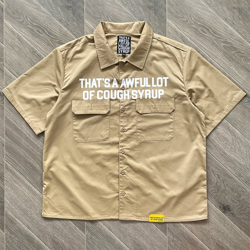 A Lot of Letter-Printed Casual Short-Sleeved Shirt