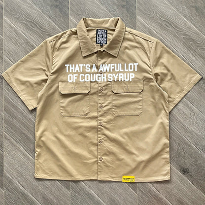 A Lot of Letter-Printed Casual Short-Sleeved Shirt