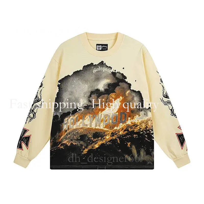 Mirror Quality Godspeed Shirt Mens T Shirt Long Sleeve Shirts Mens Top Spring Autumn round Neck Sweatshirt Mens Clothing Shirts for Men Designer Godspeed Hoodie