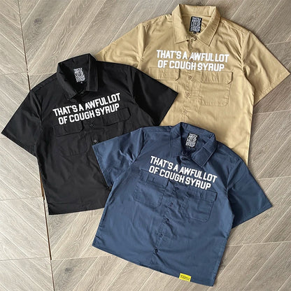 A Lot of Letter-Printed Casual Short-Sleeved Shirt