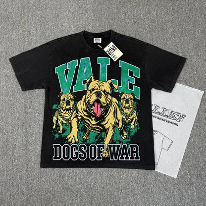 Vale/Valley American-Style Trendy Brand Direct-Print Washed Vintage Loose-Fit Pure Cotton Short-Sleeve T-Shirt for Men High-End Version