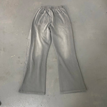 High-Quality Button-Up Casual Wide-Leg Pure Cotton Sports Pants