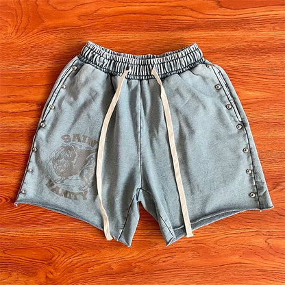 Same  Ins Wash and Do Old Rivets Casual Sports Shorts