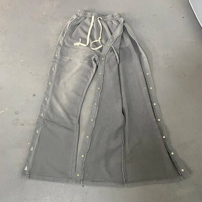 High-Quality Button-Up Casual Wide-Leg Pure Cotton Sports Pants