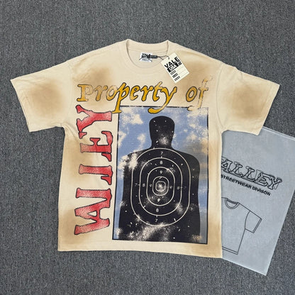 Vale/Valley American-Style Trendy Brand Direct-Print Washed Vintage Loose-Fit Pure Cotton Short-Sleeve T-Shirt for Men High-End Version