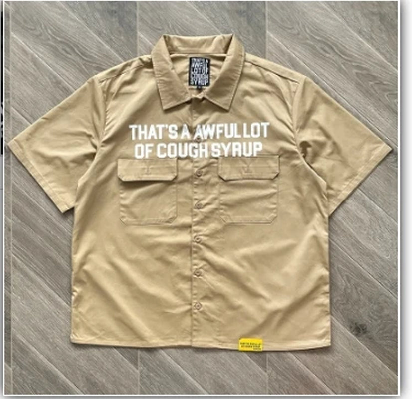 A Lot of Letter-Printed Casual Short-Sleeved Shirt