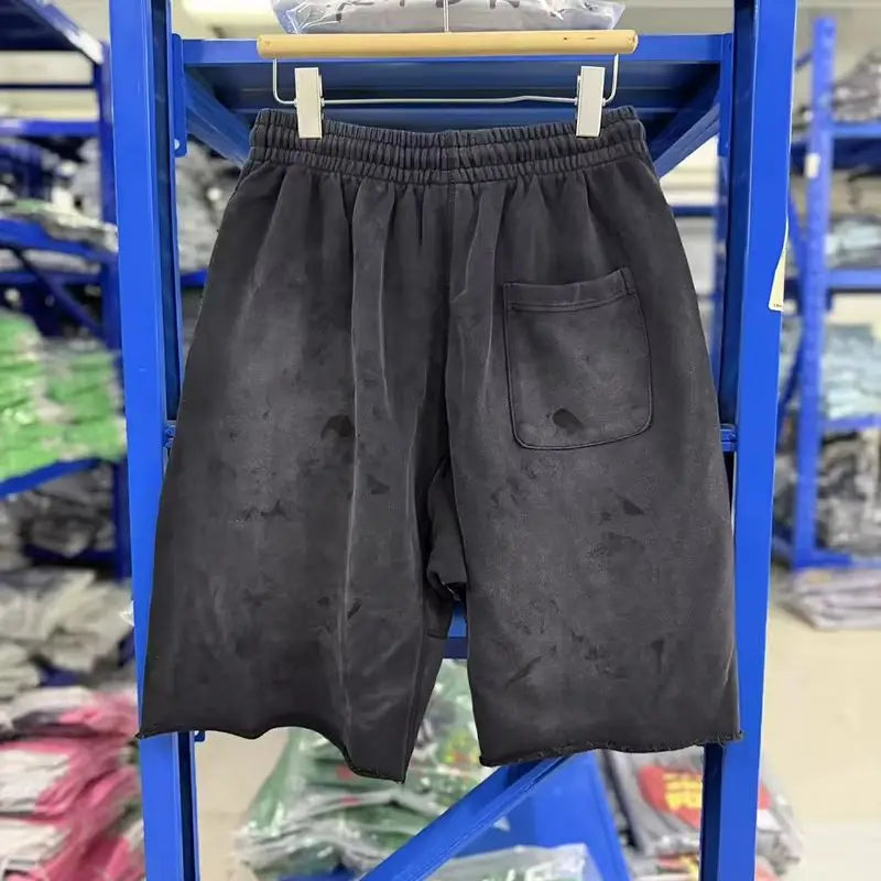 New Washed Black SAINT Shorts Men Woman Good Quality Vintage Letter Printing Oversize Casual Best Quality Joggers