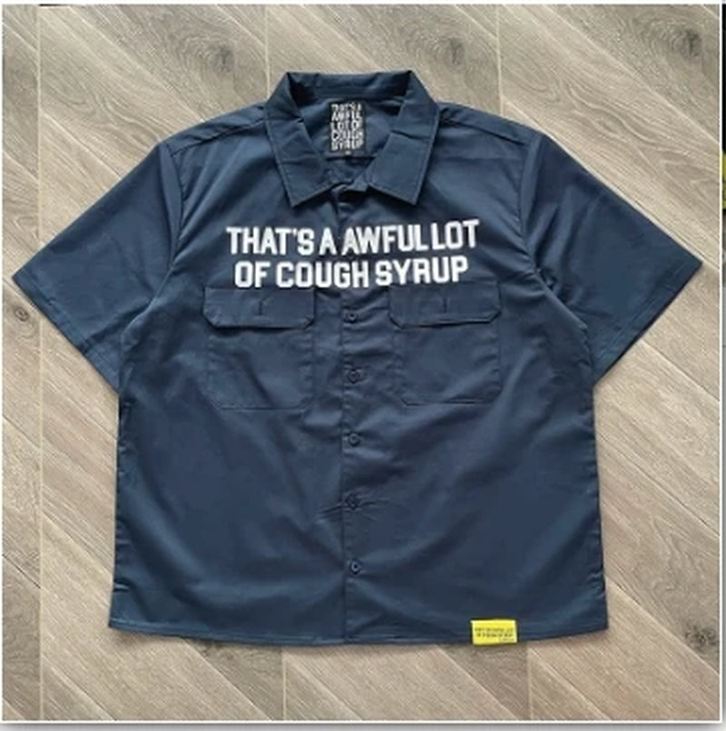 A Lot of Letter-Printed Casual Short-Sleeved Shirt